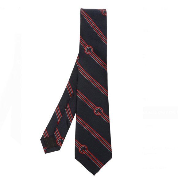 Gucci Roy Silk Stripe and Circle GG Tie in Blue - Picture 1 of 3